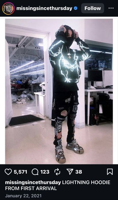 Missing Since Thursday Lightning Hoodie Reflective