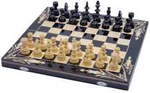 Joc Sah si Table Lucrat Manual din Romania, 44x44 cm, Negru