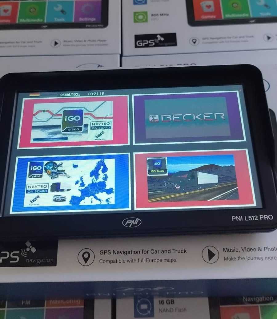Sistem GPS PNI L512 PRO cu parasolar, 7 inch, 800 MHz, 512MB DDR, 16Gb