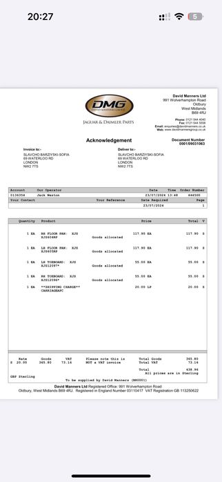 Чисто нови оригинални подове и пети Ягуар XJS Jaguar