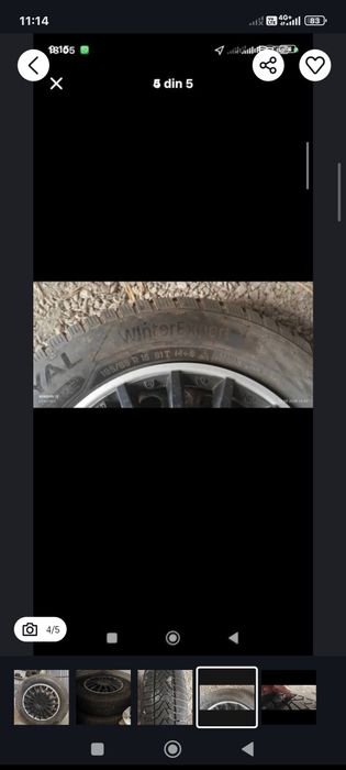 Jante de tablă cu cauciucuri de iarna în stare foarte bună