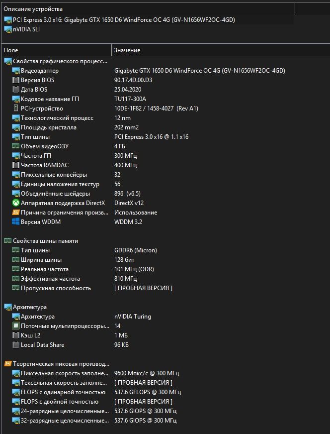 Видеокарта Nvidia GeForce GTX1650 4Gb