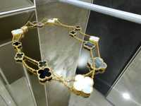 Van Cleef & Arpels VCA Gold Mother Onyx 16 Motif Alhambra Дамско Колие