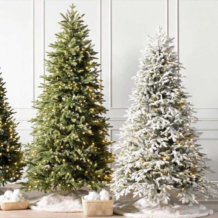 Brad de Crăciun 1,8 m cu Efect de Zăpadă + Lămpi LED