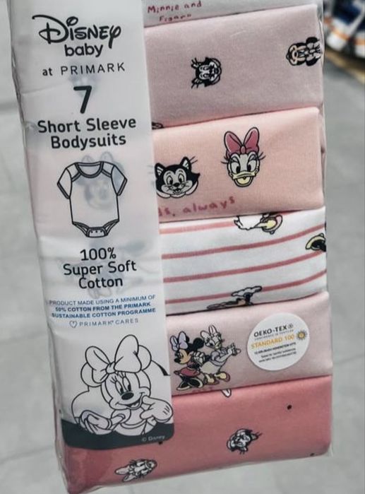 Комплект 5бр боди с къс ръкав disney primark размер 74