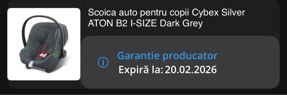 Scoica auto pentru copii Cybex Silver ATON B2 I-SIZE Dark Grey