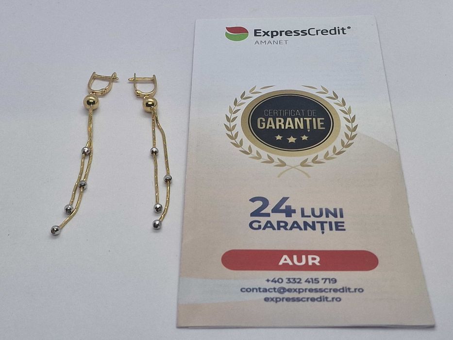 [AG4 DACIA B 49616) Cercei aur 14K 4.39 Gr / Garantie 2 ani