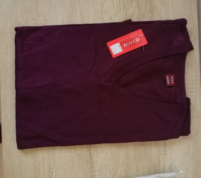 Vand pulover nou cu eticheta, 80% lana merinos, marimea 5XL