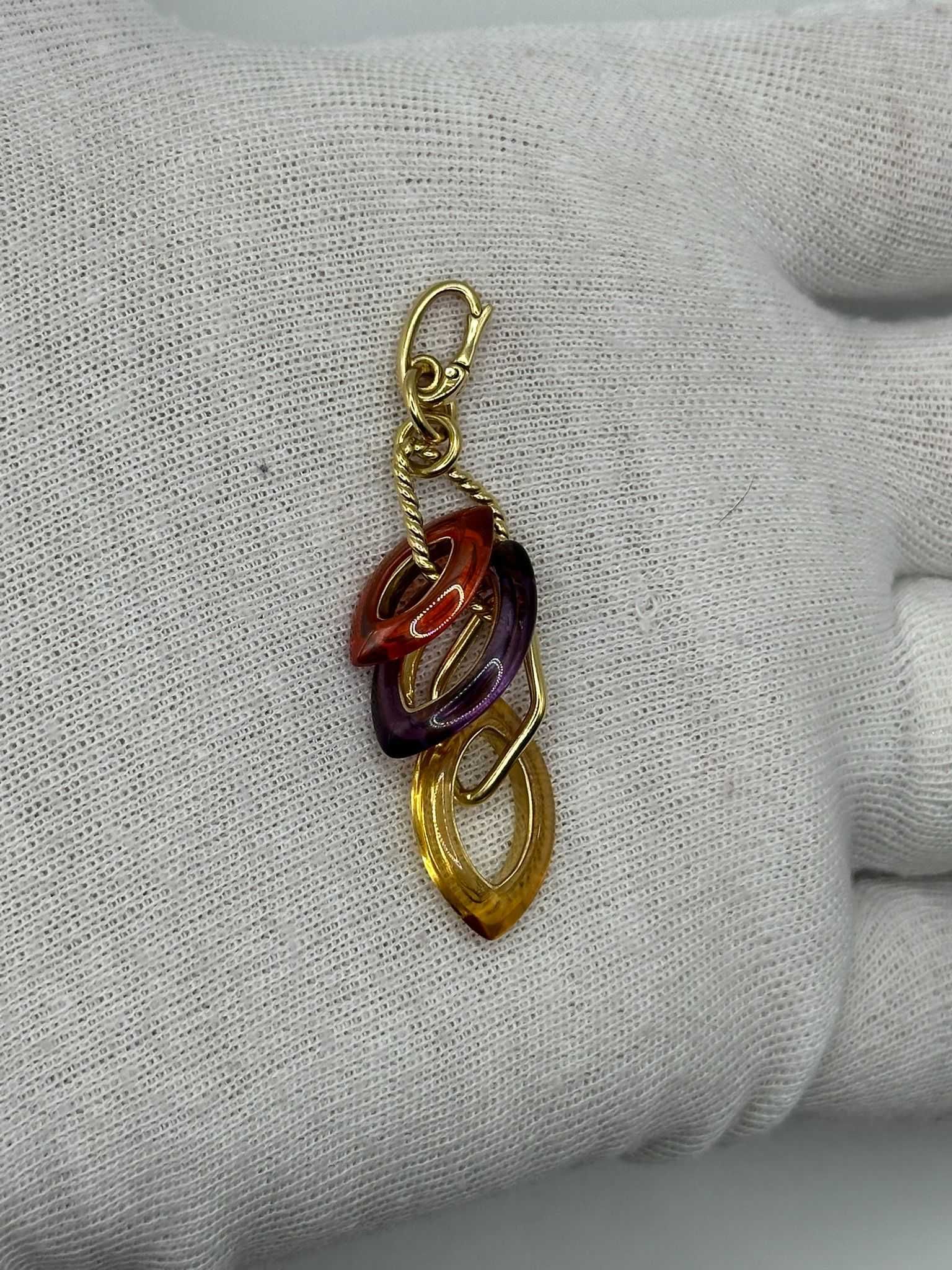PANDANTIV AUR 18K - De firma : ROSATO - Citrin - Ametist -Spinel -6.3g