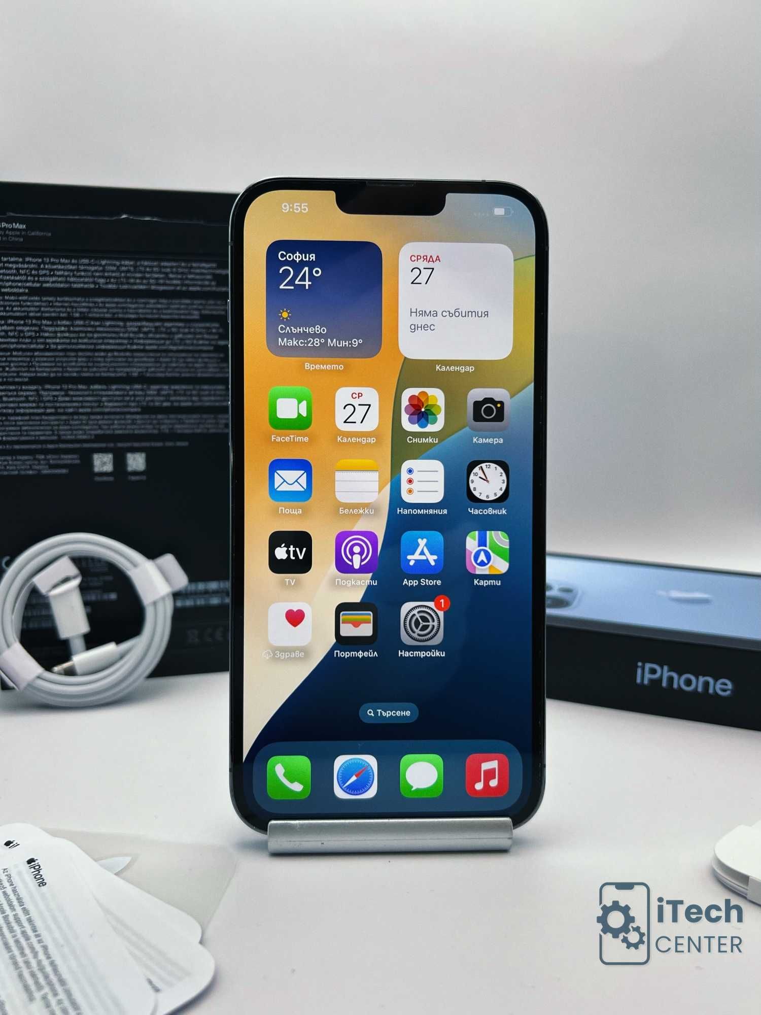 iPhone 13 Pro MAX, 512GB, Blue, 100% батерия, КАТО НОВ, ГАРАНЦИЯ!