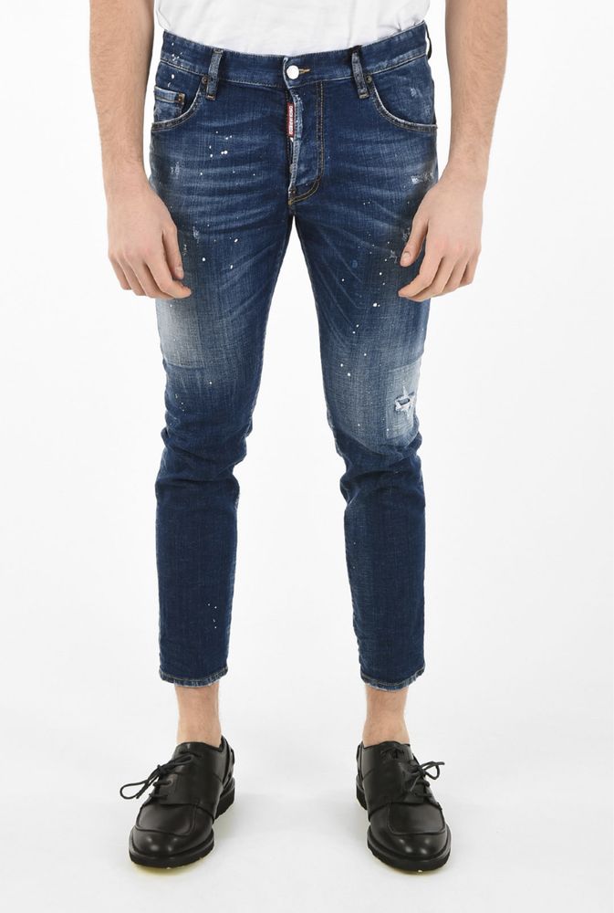 Dsquared2-15 cm Distressed Printed Skater Jeans