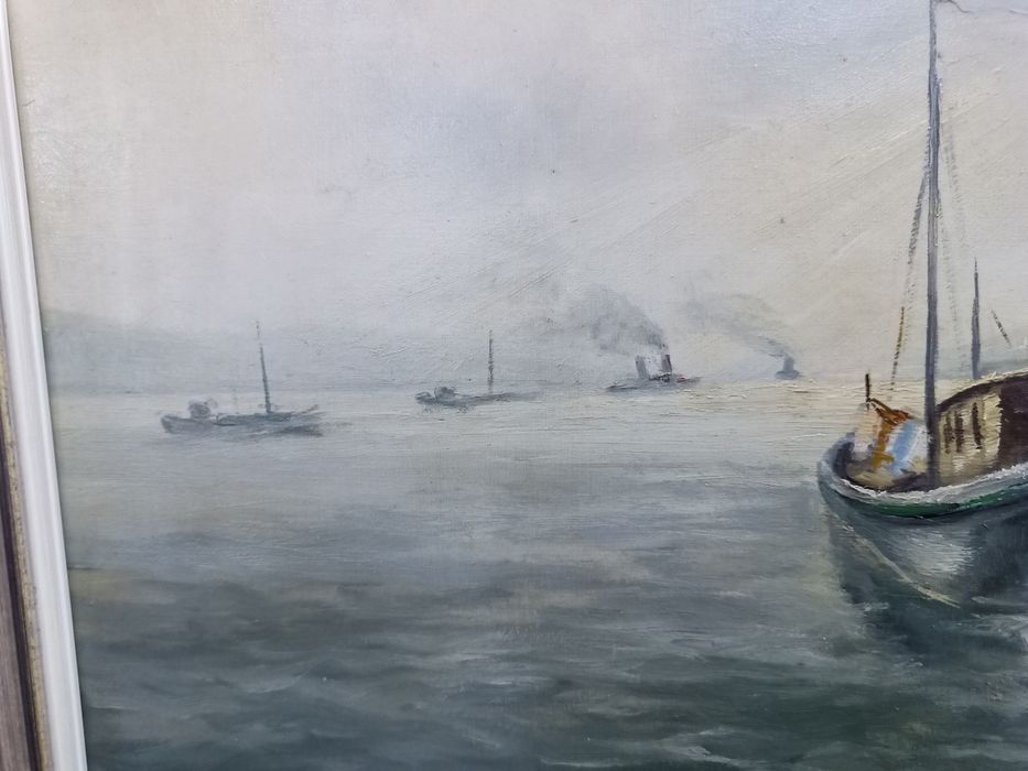 Маслена Картина "Пейзаж с Лодка" – Regeuhär '86