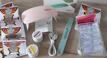 Set Lampa Unghii 2 geluri colorate pila unghii sabloane 15 buc