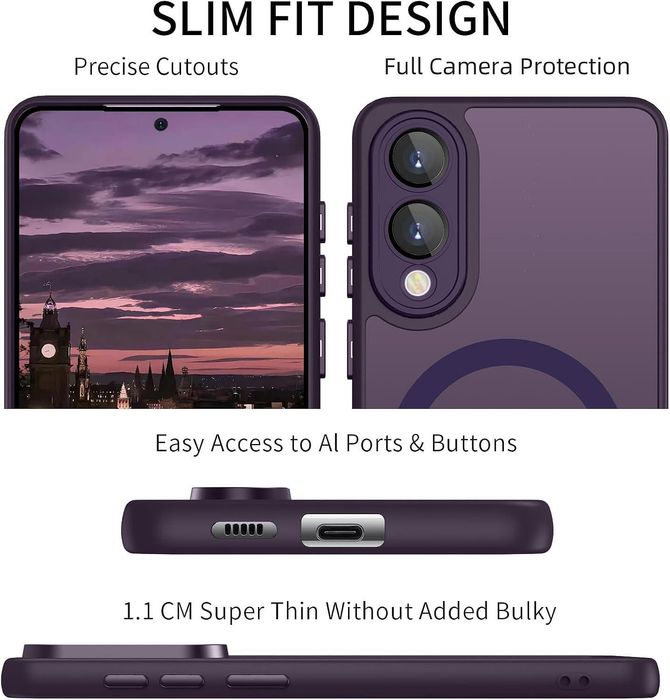 Матов magsafe кейс за samsung galaxy s25 edge - лилав