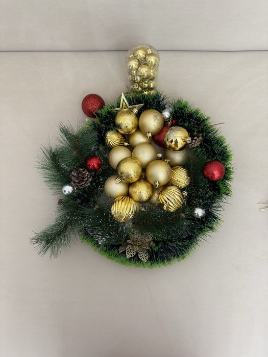 Продам новогодний венок и игрушки для елки, все новое