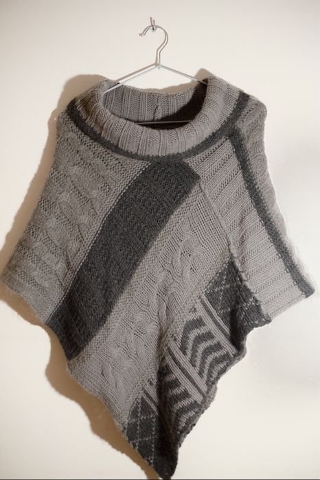 Poncho cardigan pulover lana