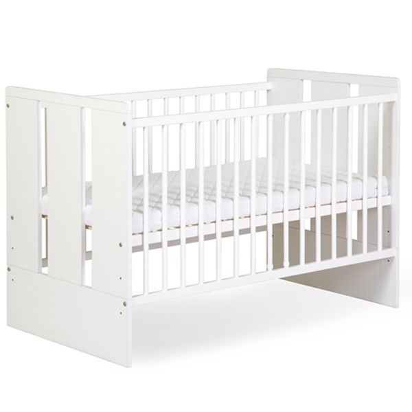 Pat pentru bebe Klups Paula Alb + salteaa cocos + protecții + lenjerie