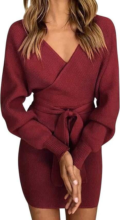 Rochie tricotata cu decoleteu V, Primavara-Toamna, REDUSA de la 300RON