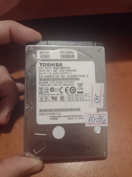 HDD 750 Gb pentru Laptop 2,5”, S-ATA, health 100%, Toshiba(MQ01ABD075)