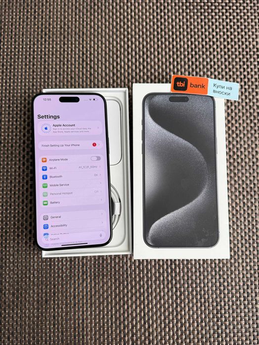 КАТО НОВ! iPhone 15Pro MAX Лизинг от 50лв/м Black Titanium 256Gb черен