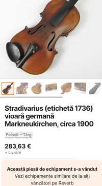 Vioara Stradivarius 1/2 -an 1736 (copie autorizata  1880-1910)