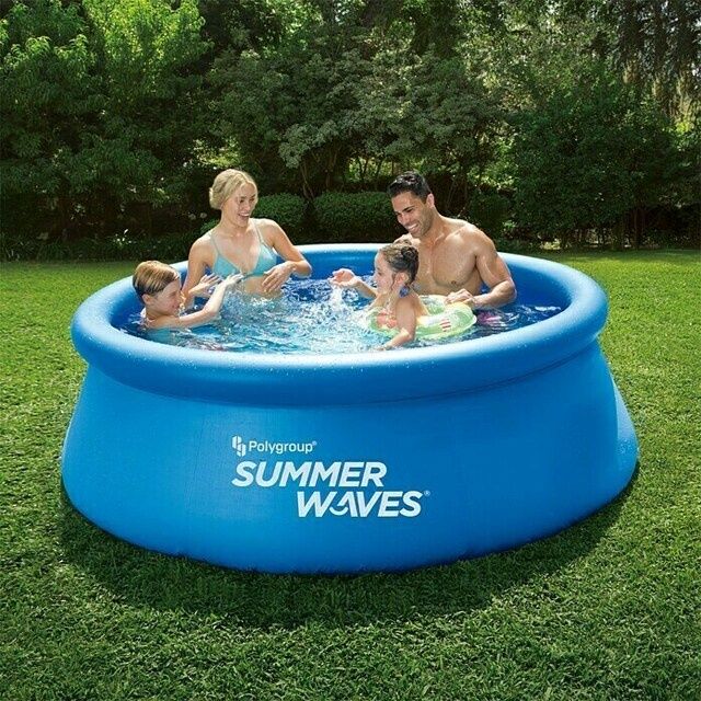 Басейн-213х66 см./Надуваем басейн "Summer waves"/Басейн с надуваем рин