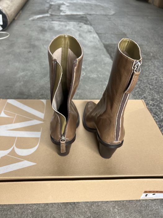 Кожени боти ZARA на ток