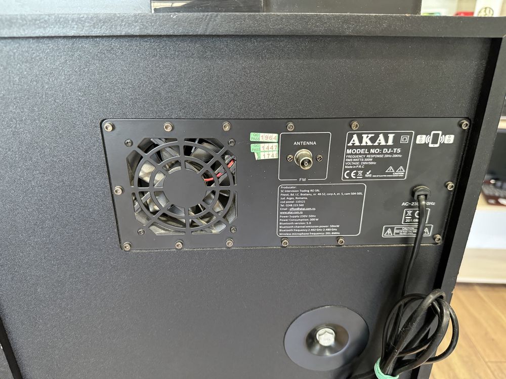 Boxa activa fixa AKAI DJ-T5, Dual USB, Bluetooth, telecomanda, 300W!!