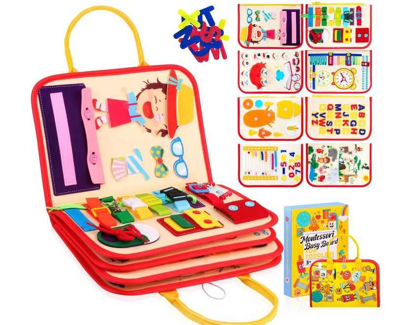 Mapa cu activitati pentru copii Montessori Busy Board for Toddlers