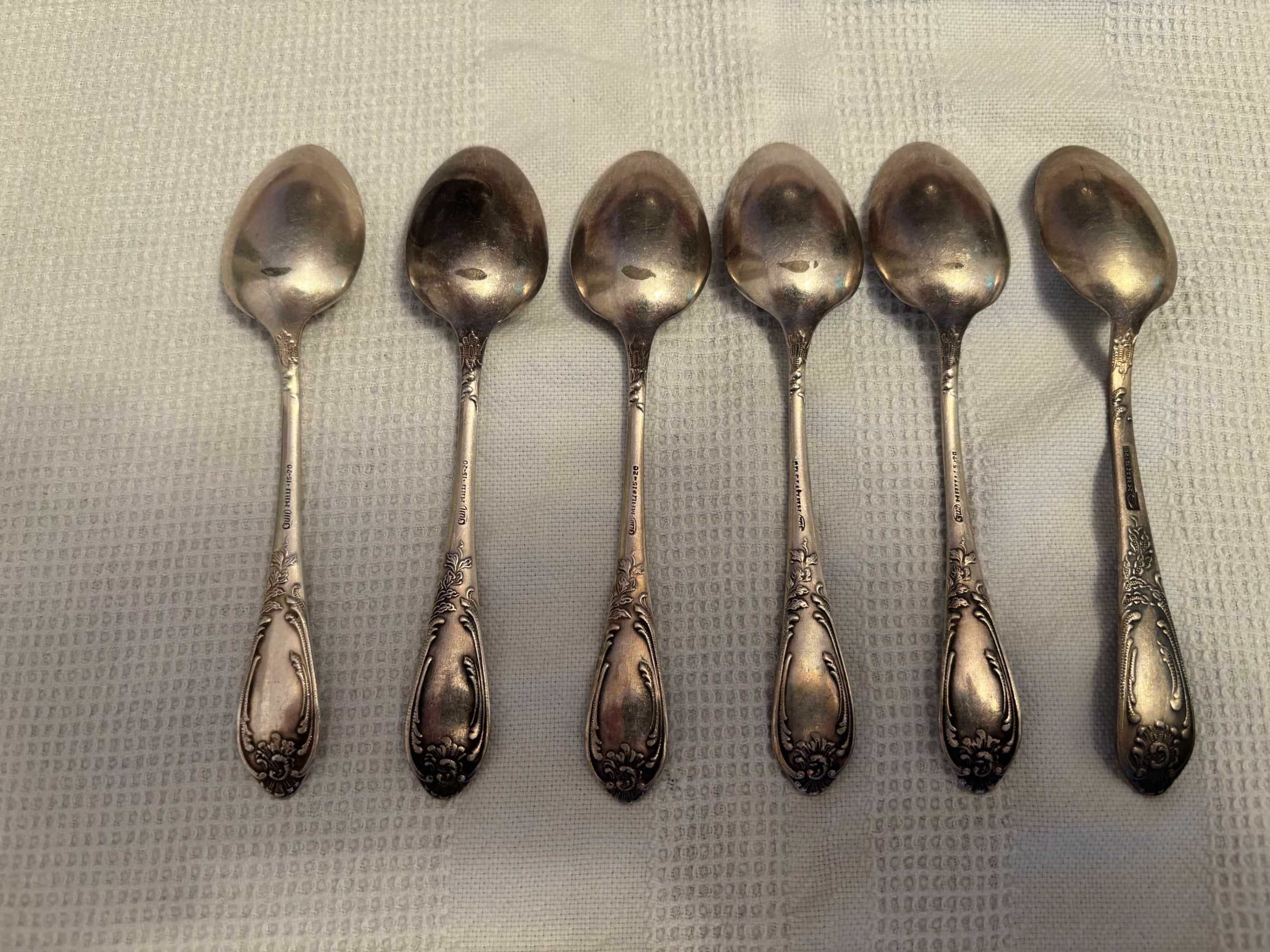 Set 6 lingurițe vintage argintate, marcaj URSS ММП 15-20