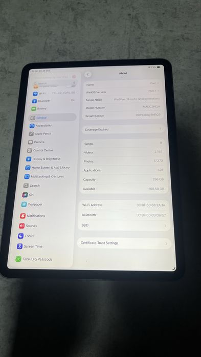 Ipad Pro(11-inch) gen 2 wifi 256GB