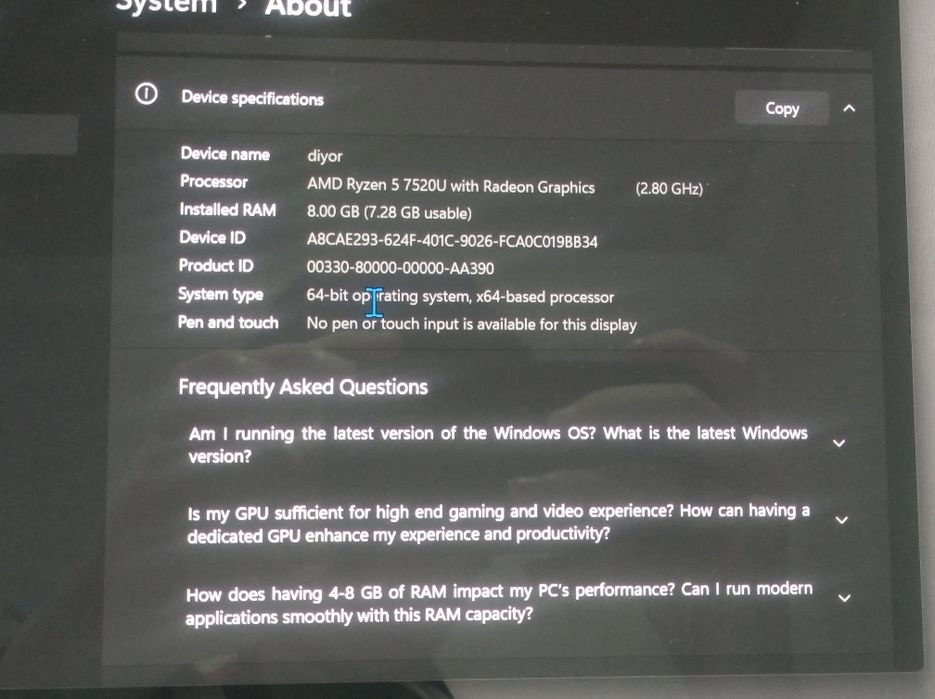 Salom, ASUS Vivobook 15 oled displeyli notebook SOTILADI.