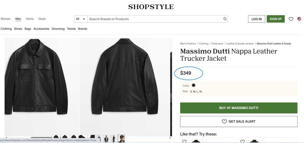 Jachetă din piele, bărbați Massimo Dutti, marim.L (Super Ofertă).