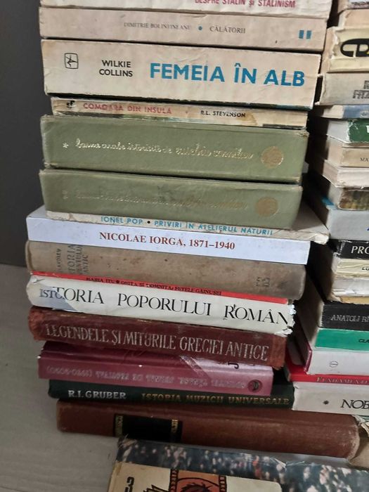 Manuale, romane și cărți școlare din anii 1980.