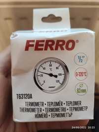 Termometru Ferro 63 mm, D1/2", 0-120°C, montaj axial