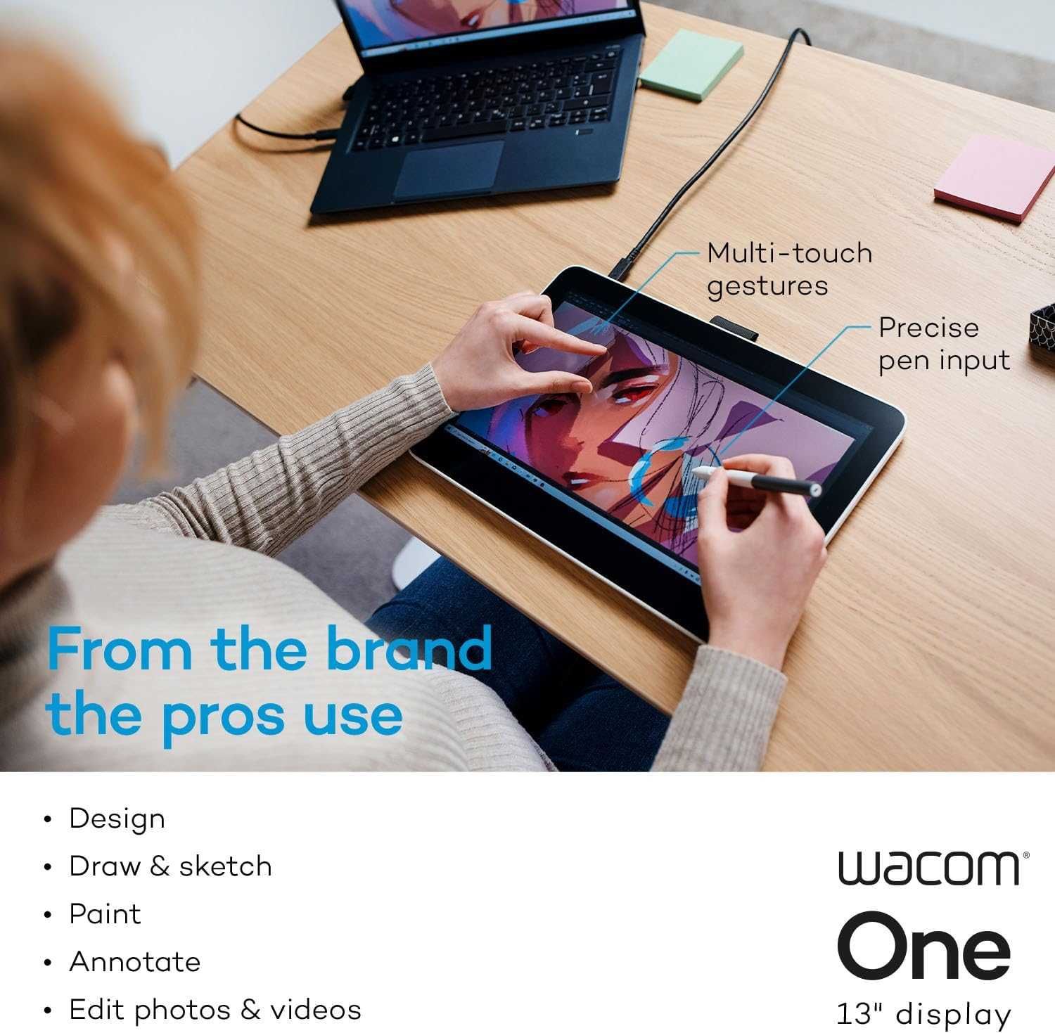 Графический планшет с экраном Wacom One 13 touch 2024