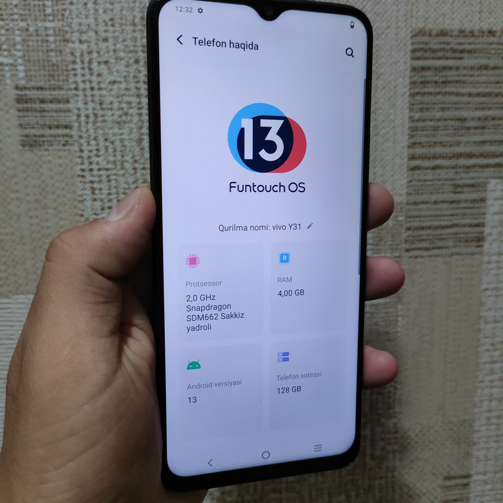 Vivo Y31 sotiladi 128/8Gb