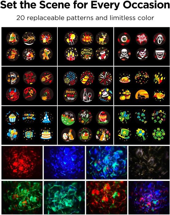 Govee Външен проектор със снежинки, интелигентен проектор, 20 диска