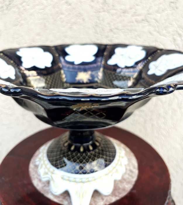 Superba fructiera cu picior-medalion scena galanta-Franta