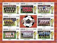 Super timbre colita nestampilata Liberia Fifa 2002 Korea Japan FOTBAL