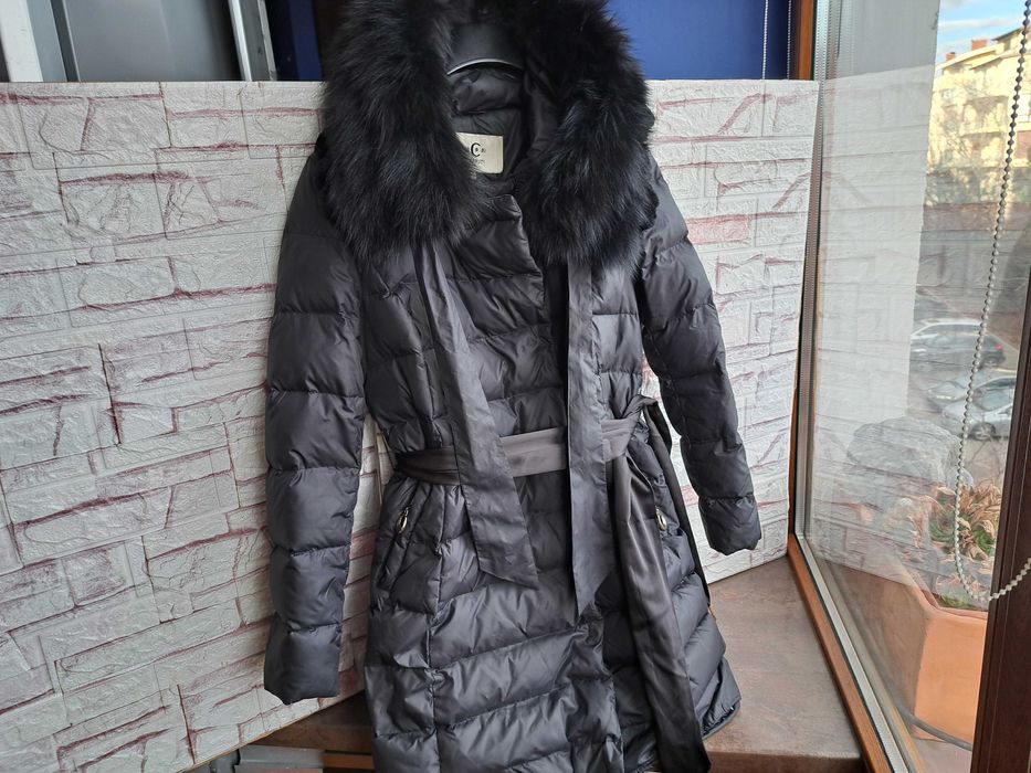 дамско яке,зимно,дълго пухено,шуба гъши пух, Cerruti 1881,лисица