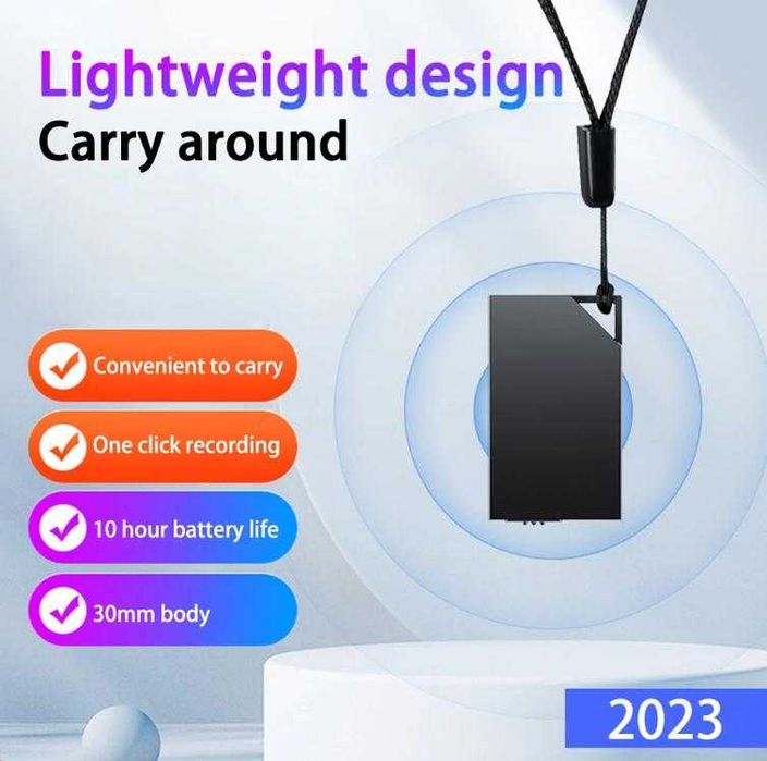 3см Диктофон Гласова Активация 2х Микрофона Подслушване Аудио Рекордер