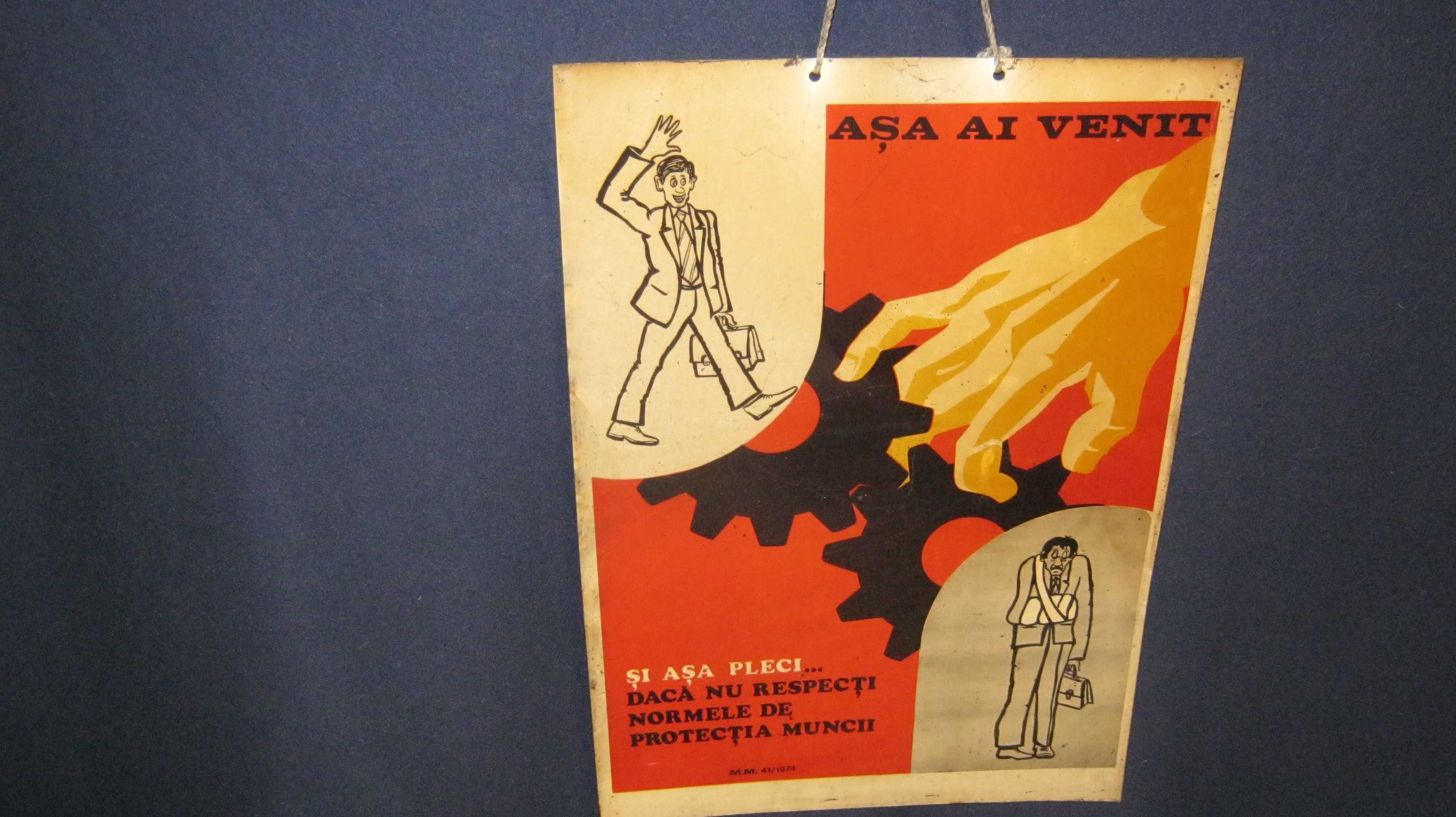 Table PROTECTIA MUNCII,perioada comunista,anii '70.(36X53,5cm)