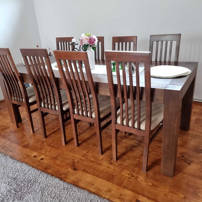 Masa extensibila lemn de fag 1600/2200x900x780 cu 6 scaune(+2cadou)