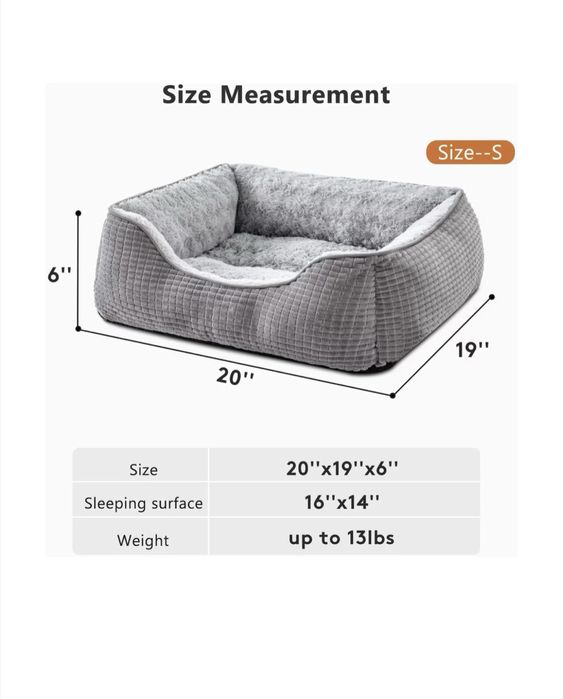 Pat ortopedic lavabil JOEJOY pentru câini și pisici mici, gri, 51x48