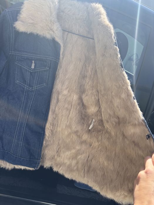 Geaca denim cu blana naturala