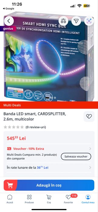 Banda LED smart, CARDSPLITTER, 2.6m, multicolor