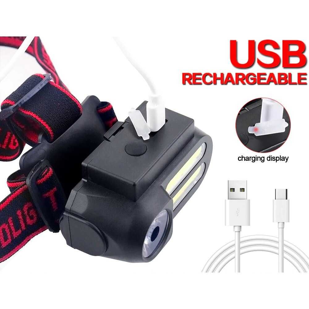 LED фенер NF-611, Тип Челник, 4 режима на светене, USB кабел