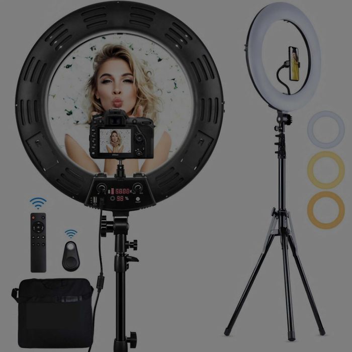 Ring light Lampa circulara Profesionala cu Display 46 cm make up/foto