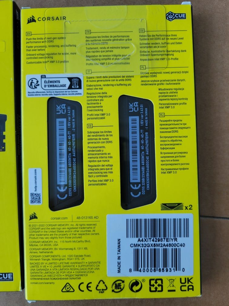Sigilat Kit Corsair Vengeance 4800Mhz 32Gb DRAM DDR5 (2x16gb)